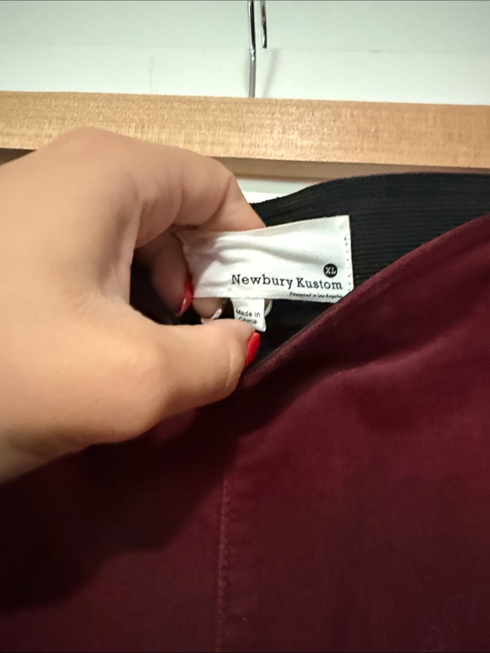 Newbury Kustom Burgundy Corduroy Flare Pants - Picture 3 of 4